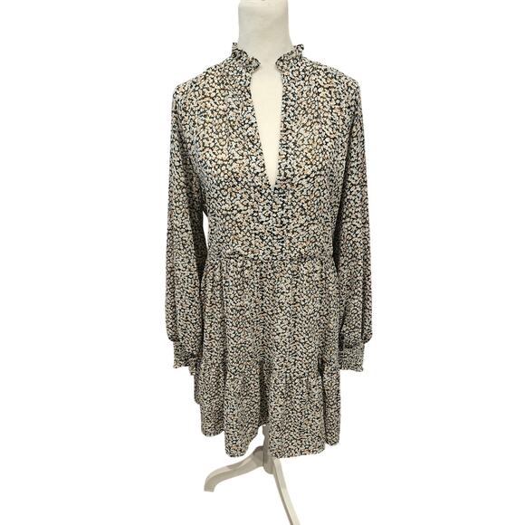Elan anthropologie tiered lined a line floral chiffon flowy dress womens large - Picture 1 of 9